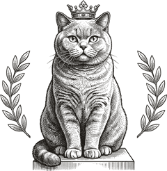 Monarch & Monroe Cattery emblem - crowned British Shorthair
